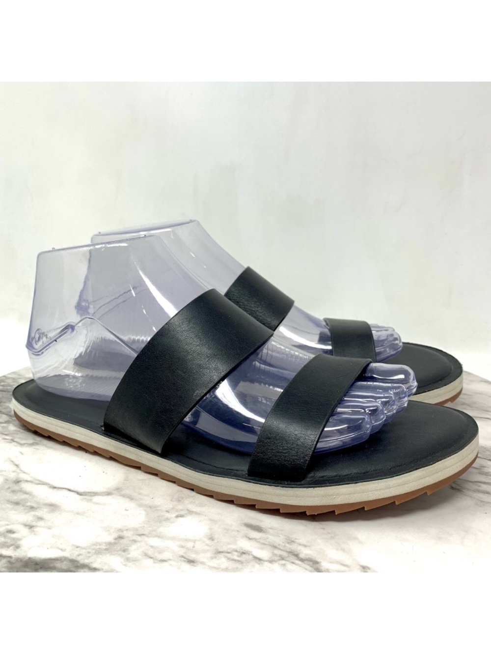 Roots Black Double-Strap Slide Sandals 8/38 Sporty Classic Minimalist Gorpcore